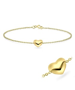 Gold Plated Big Heart Silver Bracelets BRS-90-GP